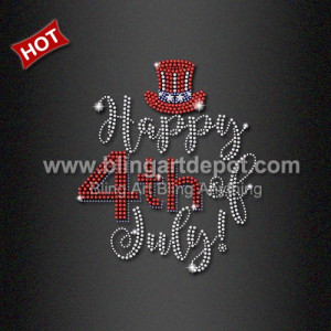 Rhinestone Iron ons Happy 4th of July for Woman Shirt Rhinestone Iron ons Happy 4th of July for Woman Shirt